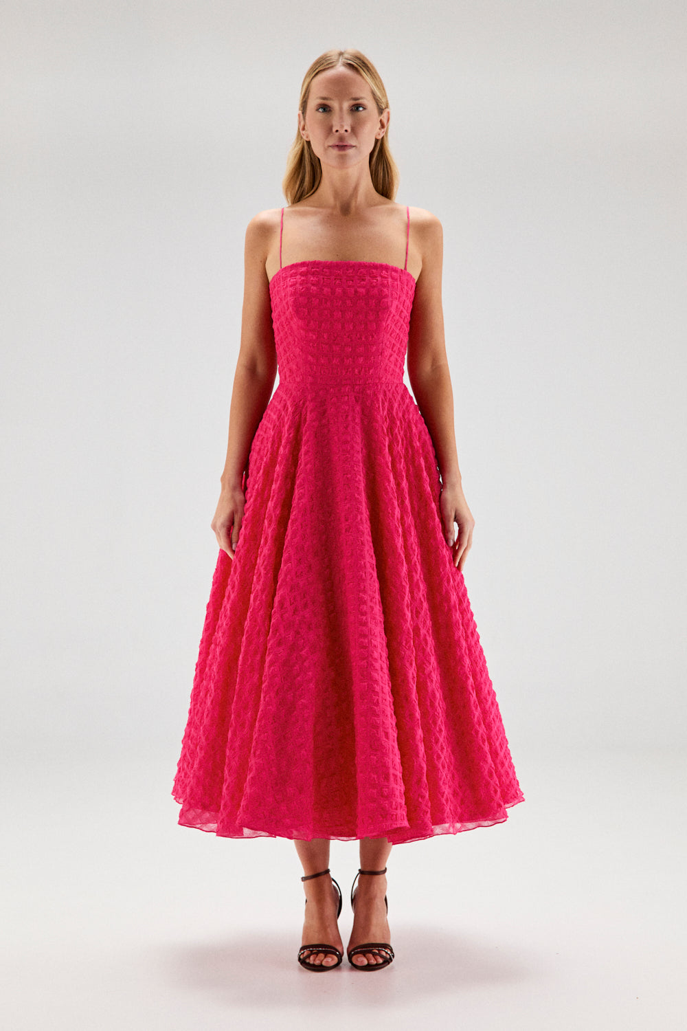 fuchsia dress midi PILAR FUCHSIA DRESS – Redondo Brand