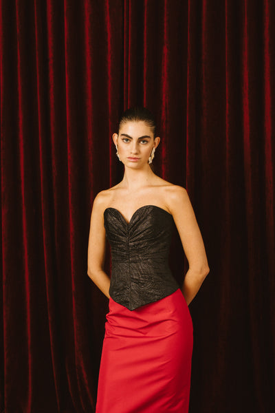 BUSTIER BROCADO NEGRO Nº12
